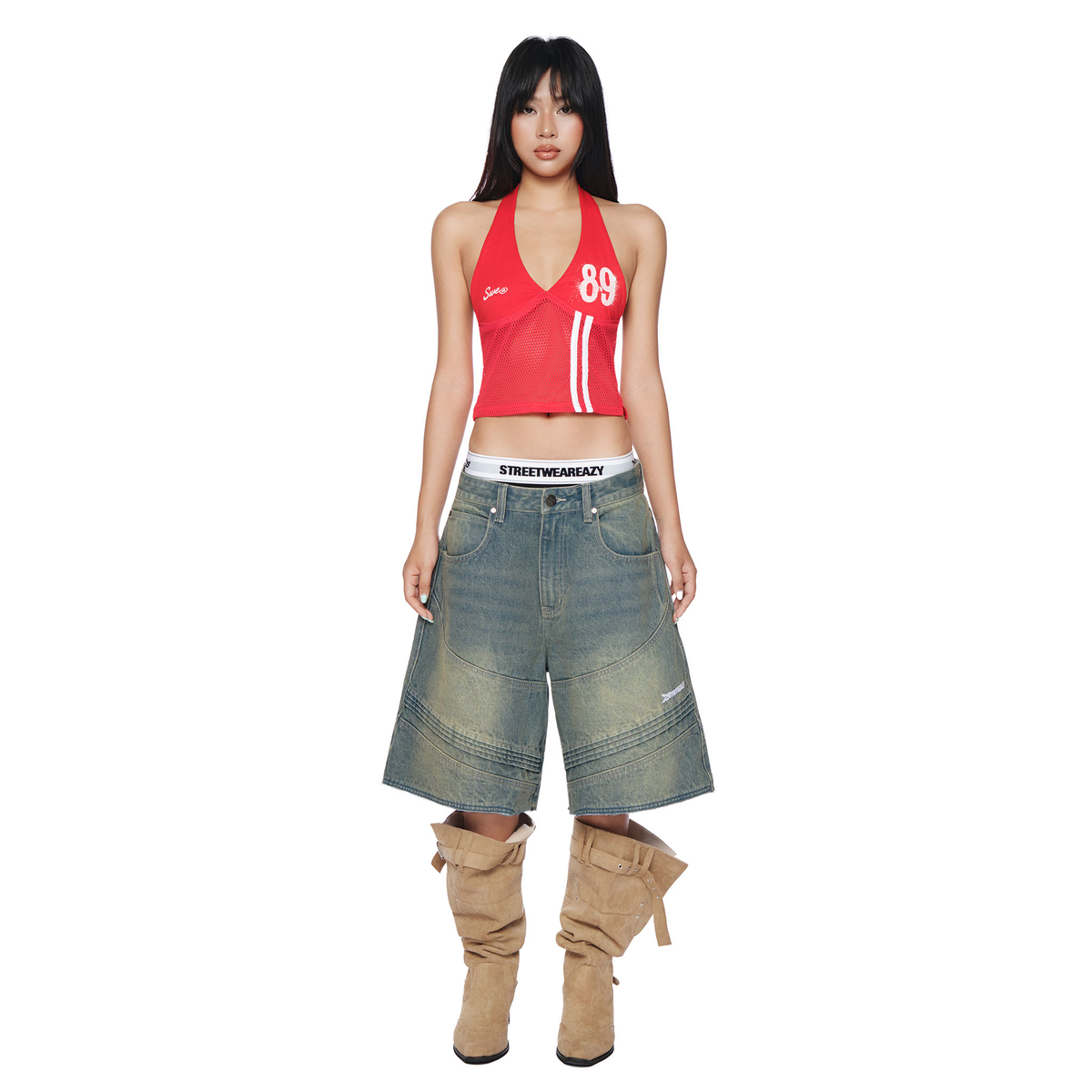 SWE HALTER MESH TOP - RED by SWE - image 2