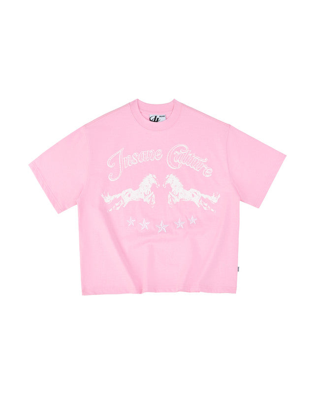 Insane® Twin Horse Tee - Baby Pink by INSANE - image 1