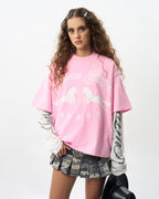 Insane® Twin Horse Tee - Baby Pink by INSANE - image 3